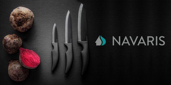 3 ostré keramické nože včetně škrabky Navaris