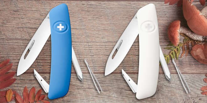 Švýcarský kapesní nůž s 6 funkcemi: bílý i modrý