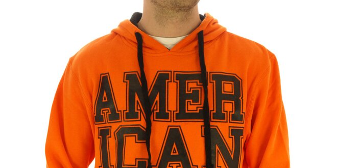 Pánská oranžová mikina s nápisem American Life