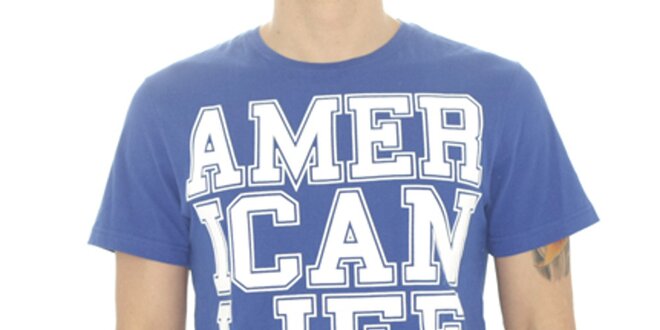 Pánské modré tričko s nápisem American Life