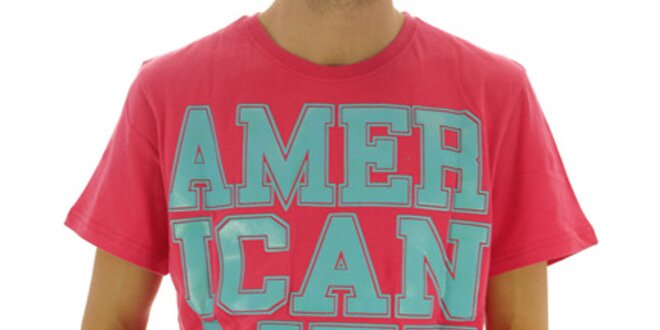 Pánské růžové tričko s nápisem American Life