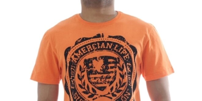 Pánské oranžové tričko s potiskem American Life