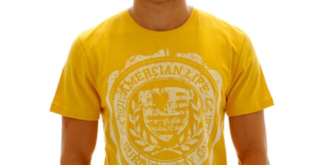 Pánské žluté tričko s potiskem American Life