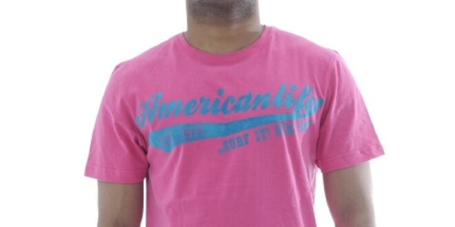 Pánské růžové tričko s nápisem na hrudi American Life
