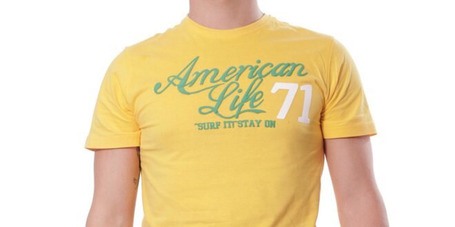 Pánské žluté tričko s nápisem American Life