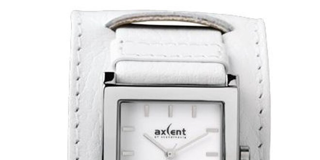 Bílé ocelové hodinky s širokým řemínkem Axcent