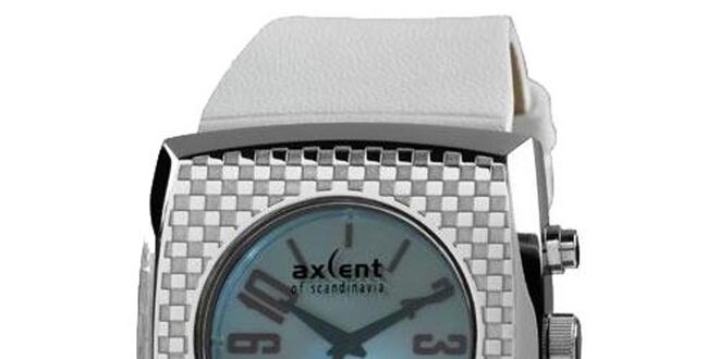 Stříbrné hranaté analogové hodinky Axcent s podsvícením