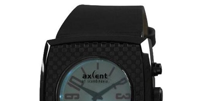 Černé hranaté analogové hodinky Axcent s podsvícením