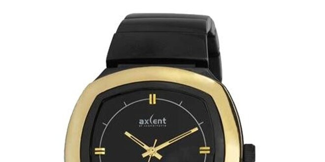 Zlato-černé analogové hodinky Axcent