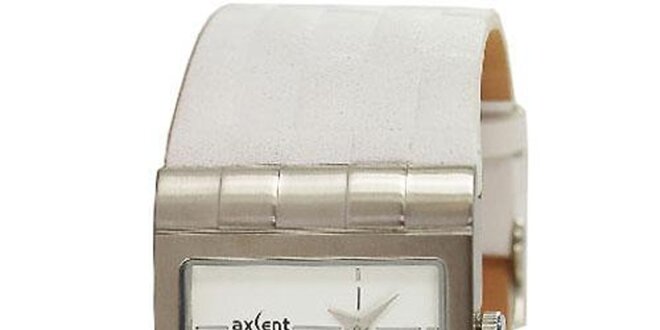 Pánské bílé hodinky s ocelovým analogovým ciferníkem Axcent
