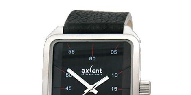 Pánské černé obdélníkové hodinky Axcent