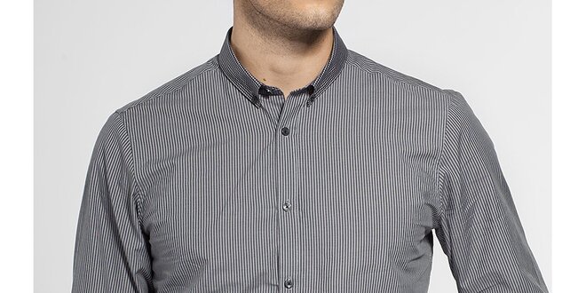 Pánská černobílá proužkovaná košile Ben Sherman