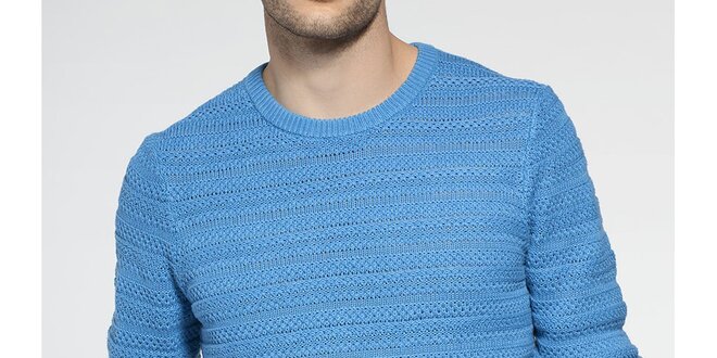 Pánský azurově modrý pletený svetr Ben Sherman