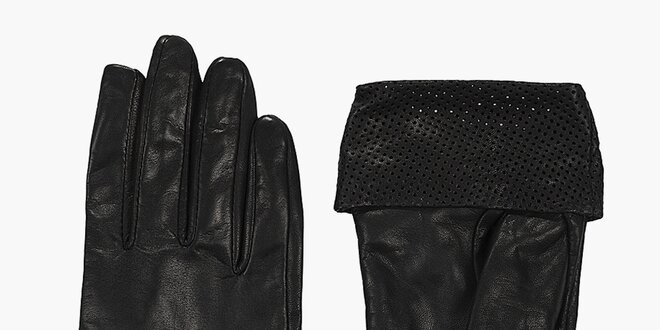 Dámské černé kožené rukavice French Connection