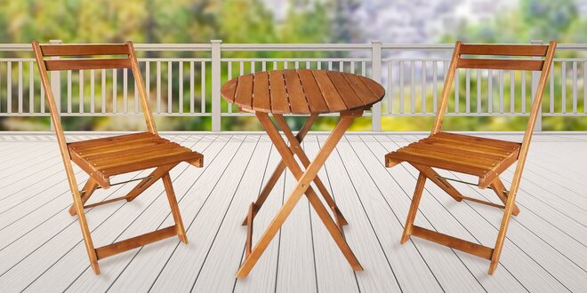 Balkonový set stolu a 2 židlí z akácie