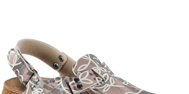 Dámské hnědé sandále s květinovým vzorem Alpro