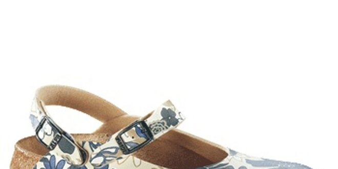Dámské bílé zdravotní pantofle s modrými květy Alpro