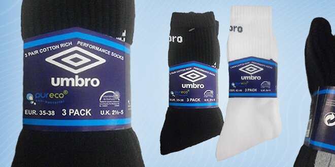 3 páry značkových ponožek Umbro