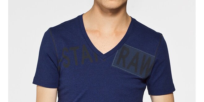 Pánské tmavě modré melírované tričko G-Star Raw s potiskem