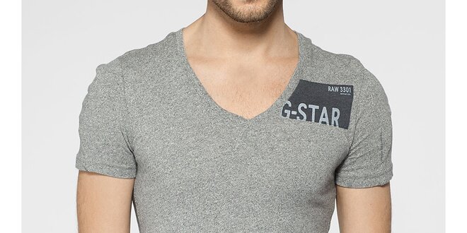 Pánské světle šedé melírované tričko G-Star Raw s potiskem