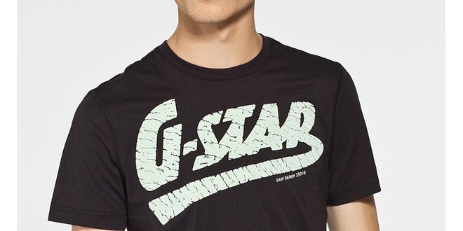 Pánské černé tričko G-Star Raw s bílým potiskem