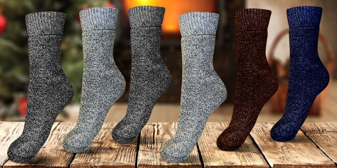 Balení 3 párů hřejivých ponožek z ovčí vlny
