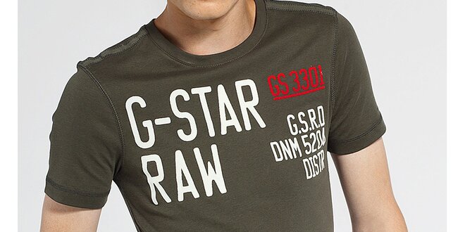 Pánské tmavě zelené tričko G-Star Raw s potiskem