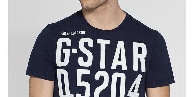 Pánské tmavě modré tričko G-Star Raw s bílou nášivkou
