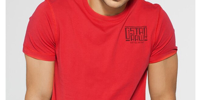 Pánské červené tričko G-Star Raw s černým potiskem