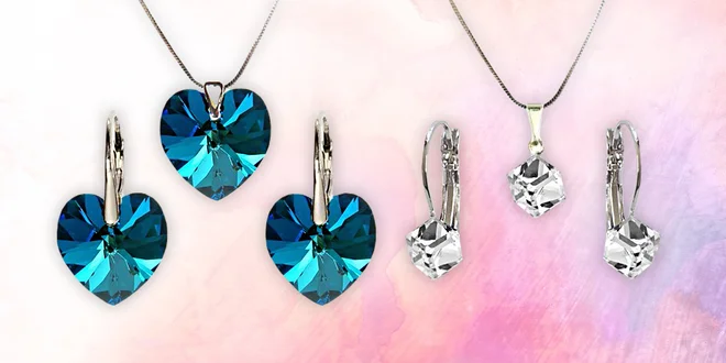Elegantní šperky Swarovski: tvar kostky či srdíčka