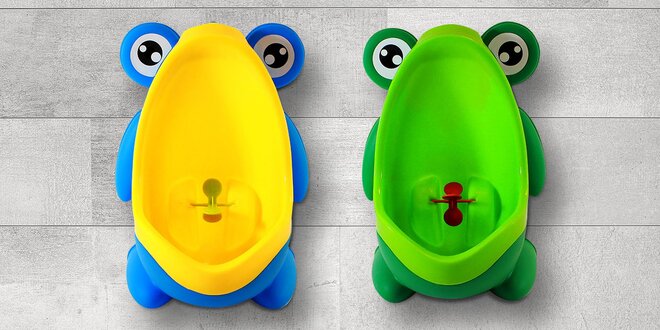 Dětský pisoár žába: v zelené a žluté barvě