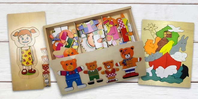 Dětské dřevěné vícevrstvé puzzle pro rozvoj motoriky a nekonečnou zábavu