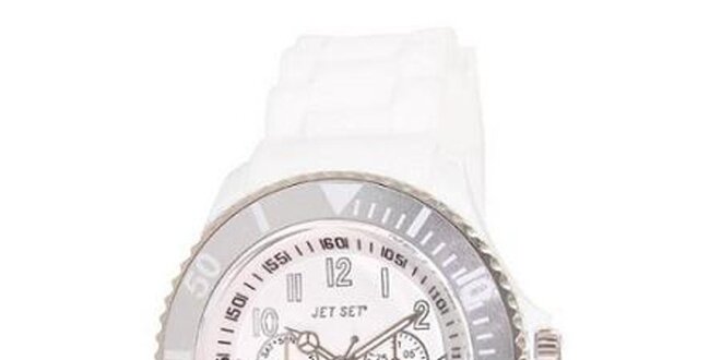 Bílé plastové hodinky s kulatým ciferníkem Jet Set