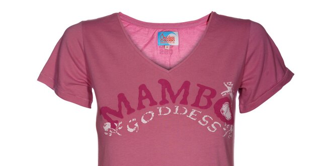 Dámské růžové tričko Mambo s potiskem