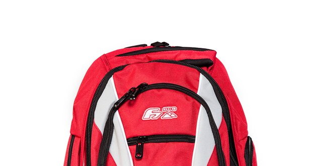 Červený městský batoh F7 Hati s bílými vsadkami