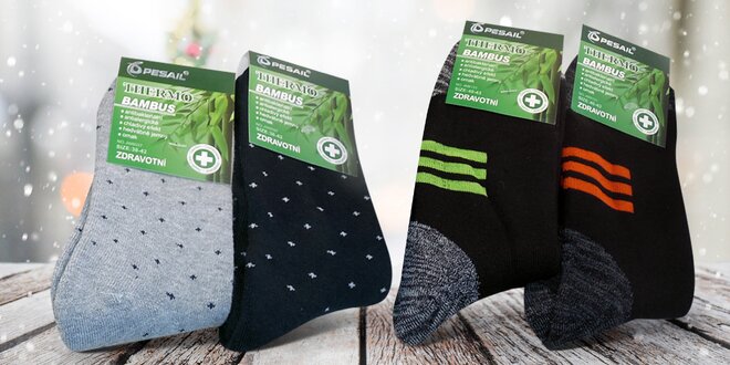 4 páry bambusových termo ponožek pro dámy i pány