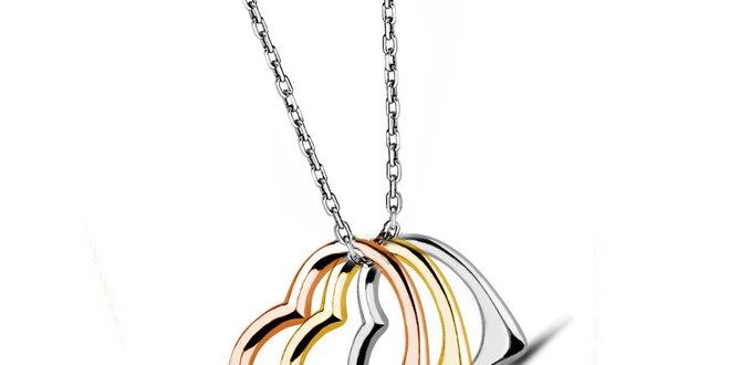 Dámský stříbrný náhrdelník se třemi srdíčky Giorgio di Mare