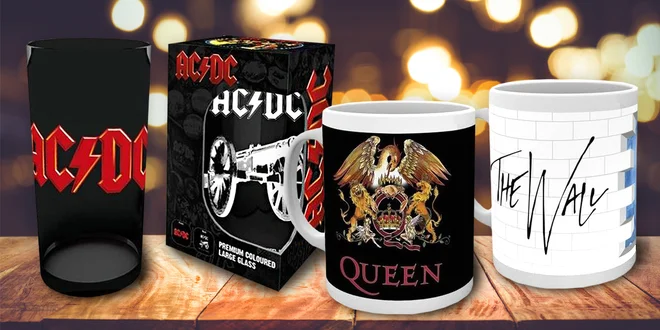 Dárky s motivy Queen, AC/DC, Metallica a další