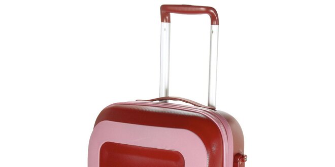 Růžovo-červený cestovní kufr Mandarina Duck