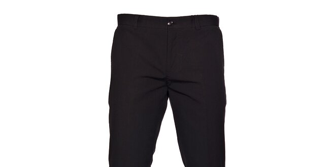 Pánské černé kalhoty Selected s jemným šedivým proužkem