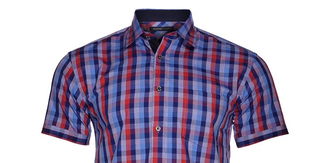 Pánská modro-červená kostkovaná košile Selected s krátkým rukávem