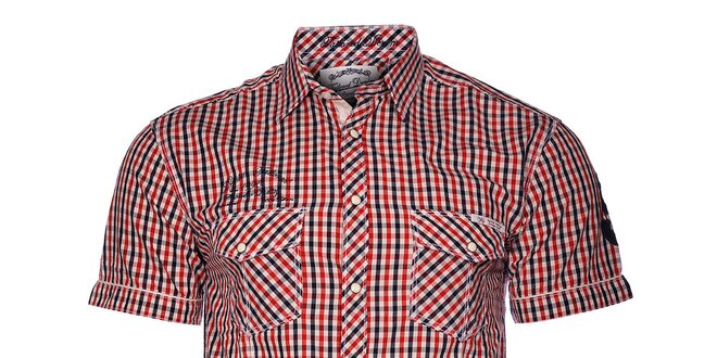 Pánská červená kostičkovaná košile Selected s krátkým rukávem
