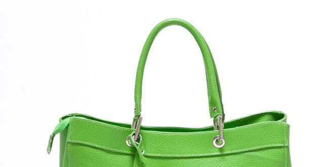 Dámská hráškově zelená kožená kabelka Carla Ferreri
