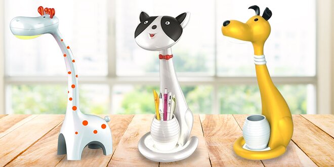 Dětské LED lampičky: žirafa, pejsek a kočička
