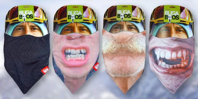 Obličejové zimní šátky Bugaboos s vtipnými motivy