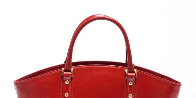 Dámská karmínově červená kožená kabelka Carla Ferreri