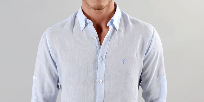 Pánská lněná světle modrá košile Marcel Massimo