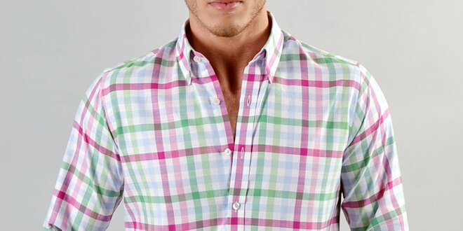 Pánská barevná károvaná košile Marcel Massimo