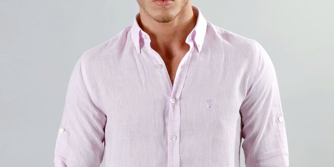 Pánská růžová lněná košile Marcel Massimo