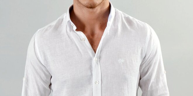 Pánská lněná bílá košile Marcel Massimo